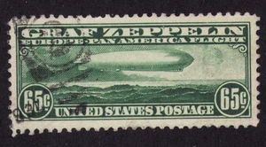 1930 US Graf Zeppelin SC C13 65c Europe-Pan American Flight Used XF Appearance - Picture 1 of 3