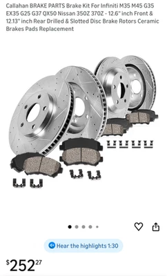 Rotores delanteros traseros perforados pastillas de freno para Nissan 350Z 370Z G35 G37 EX35 M35 QX50 Foto 1 de 4