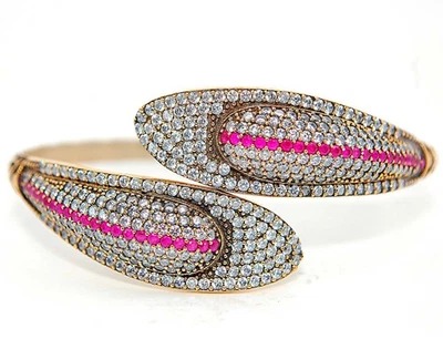 Brazalete de plata de ley 925 con zafiro rosa tratado de 8 quilates estilo Imperio Otomano Foto 1 de 3