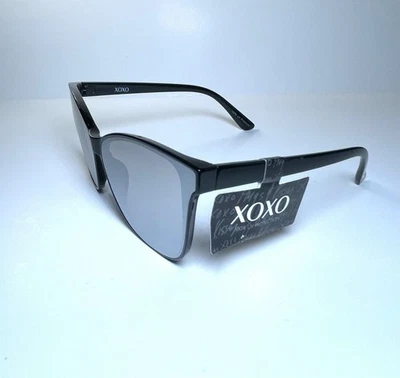 NUEVO XOXO Negro Plata Lente Espejo XS55918 Gafas de Sol + Estuche Foto 1 de 4