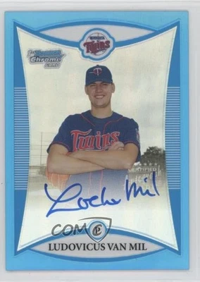 2008 Bowman Chrome Prospects Prospect Blue Refractor Loek Van Mil Rookie Auto RC - Image 1 of 2