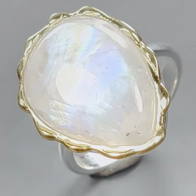 Кольцо с драгоценным камнем 13 карат + кольцо с натуральным лунным камнем серебро 925 пробы размер 8/R437219 - Изображение 1 из 4