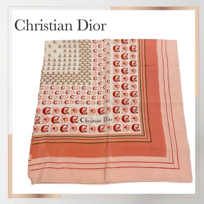 Bufanda de seda Christian Dior logotipo floral 66 cm hecha en Francia de Japón Christian D Foto 1 de 4