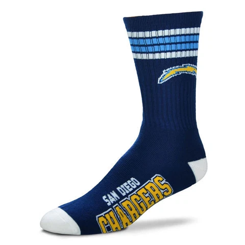 San Diego Chargers Men's Crew Socks Medium Size 5 to 10 4 Stripe Cover