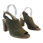 Madewell Size 7 The Cary Sandal in Green Suede Block Heels G1980 