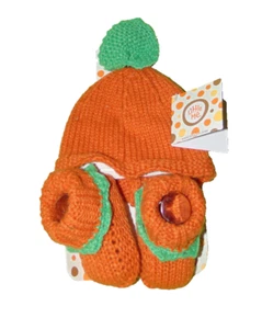 Little Me Pumpkin Themed Hat And Booties 0-6 Months Baby New - Picture 1 of 2