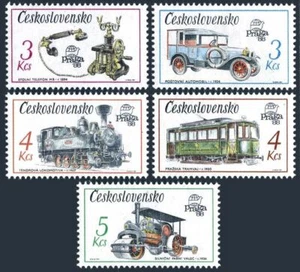 Czechoslovakia 2656-2660,MNH.Mi 2511-15.PRAGA-1988.Telephone,Locomotive,Tram,Van - Picture 1 of 1