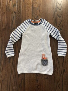 Cynthia Rowley Girls M (5-6Y) Gray/Blue Knit Sweater Dress w/Fox Appliqué - EUC! - Picture 1 of 8