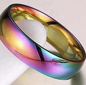 Magnetic Properties Hematite titanium ring AB Coated Rainbow Healing UK - Picture 1 of 4