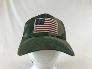 Old Navy American Flag Baseball Cap Snapback Hat Mesh Back USA Green One Size - Picture 1 of 10