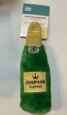 *NEW* Zippypaws Dog Toy Crusherz Champagne 🍾  Happy Hour Squeaky Plush Dog Toy - Image 1 of 4