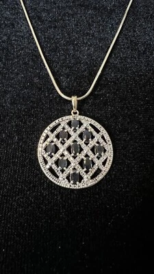 925 ITALIA 20” COLLAR ZAFIRO COLGANTE DIAMANTES DE IMITACIÓN  Foto 1 de 4