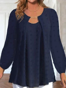 Women Solid Long Sleeve T-Shirt Ladies Casual Loose Holiday Tops Blouse Pullover - Picture 1 of 8