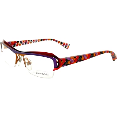 Alain Mikli AO1202 Womens Semi Rimless Eyeglass Frame M084 Purp Red Yellow 51-17 - Image 1 of 4