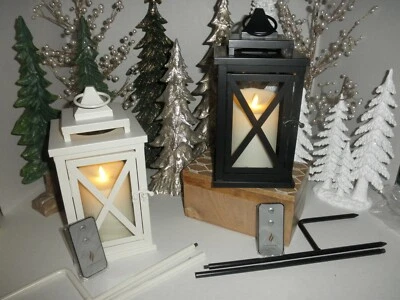 Luminara 10" Lanterna LEXINGTON Vela Sem Chama Preta ou Marfim Difícil de Encontrar QVC - Imagem 1 de 4