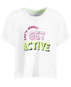 ID Ideology Get Active Crop Short-Sleeve T-Shirt Girls S Bright White Pullover - Picture 1 of 16