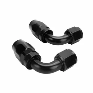 8AN Hose End Fitting 90 Degree Swivel Conector For CPE Braided Hose Black 2Pcs - Picture 1 of 13