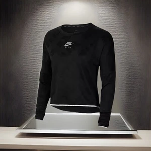 Nike Women’s Top Sz 3X Air Midlayer Crew Running Black DB4421-010 NWT - Picture 1 of 8