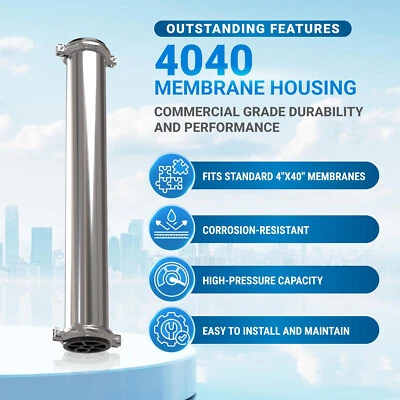 Recipiente a presión de acero inoxidable de ósmosis inversa 304 carcasa de membrana de 4"x40"  Foto 1 de 4