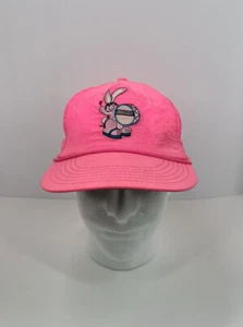 Vintage 80's 90s Neon Hot Pink Energizer Bunny Battery Surf Snapback Hat Cap - Picture 1 of 6