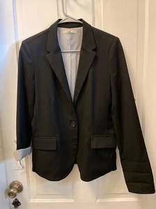 Womens Juniors Medium Papaya Black Jacket Blazer Button Up Lined - Picture 1 of 4