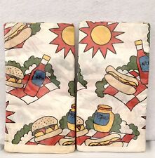 Vtg 2 Paper Table Cover 54" x 96" Beach Brand Made in USA BBQ THEME HOT DOGS
