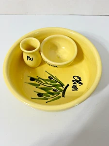 French Round Ceramic Dish For Olives Antibes S. France '07 on Bottom 6x6 - Picture 1 of 2