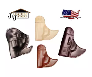 J&J FORMED FRONT POCKET STYLE PREMIUM LEATHER HOLSTER FOR GLOCK 26 GEN5 - Picture 1 of 8