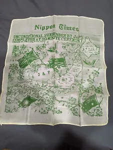 Vintage Souvenir WWII Japanese Surrender Silk Scarf Nippon Times Rare History - Picture 1 of 1