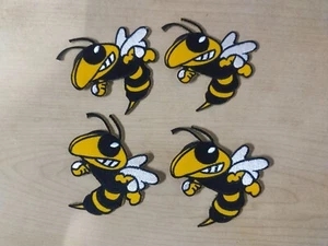 4 pcs Super BEE HORNET PATCH IRON On OR SEW EMBROIDERED ON SHIRT HAT - Picture 1 of 4
