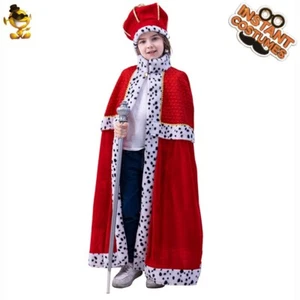 Kinder König Umhang Krönung Party Kostüm Halloween Hut und Umhang - Bild 1 von 5