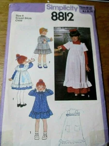Simplicity sewing pattern no. 8812 Girl's DRESS SIZE 6 uncut - Picture 1 of 3