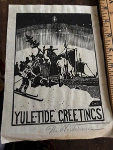1930s Carl Nordstrom Gloucester MA Ipswich listed artist Christmas Card Vikings - Picture 1 of 2