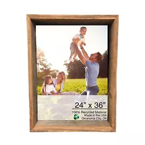 24 X 36 Gray Brown Rustic Solid Wood Hanging Or Tabletop Picture Frame - Picture 1 of 4