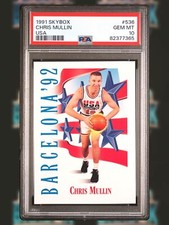 1991 SKYBOX CHRIS MULLIN PSA 10 GEM MINT #536 DREAM TEAM USA BARCELONA 1992