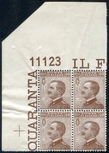 1908 Regno Michetti 40 cent. quartina angolo con numero di tavola 11123 SPL ** - Imagen 1 de 1