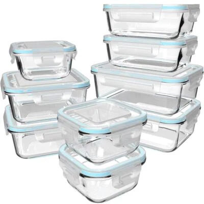 	18 Piece Glass Food Storage Containers with Lids Glass Meal Prep Containers	 - Image 1 of 4