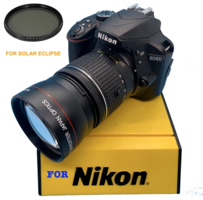 2.2X  ZOOM LENS + SOLAR ECLIPSE FILTER FOR NIKON D5000 D5200 D40 D60 D610 D70 - Image 1 of 4