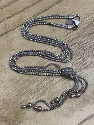 Silpada Sterling Silver 925 Signed Forget Me Not Lariat Bead Knot Necklace 16” - Image 1 of 3