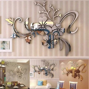 1 pieza Adjunto Arte 3D Espejo Flor Vinilo Pegatinas Pared Salón Mural Decoración - Imagen 1 de 35