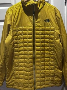 Men’s The North Face Thermoball Puffer Jacket Coat Yellow Lightweight Size Large - Picture 1 of 8