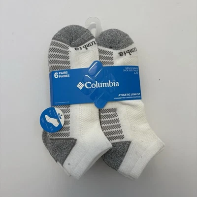 Paquete de 6 pares de calcetines deportivos Columbia para hombre blancos y grises nuevos con etiquetas Foto 1 de 3