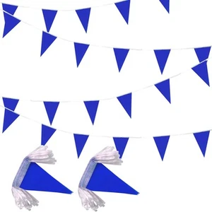 100 Feet Blue Pennant Banners Flags String Hanging Triangle Bunting Flags,Par... - Picture 1 of 5