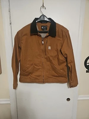 Chaqueta Carhartt Resistente Flex Cremallera Completa Marrón Cuello Pana Para Mujer Talla Grande Foto 1 de 4