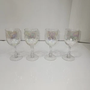 VTG Fostoria Firelight Iridescent Loopoptic Juice Glasses 5” Set Of 4 - Picture 1 of 5