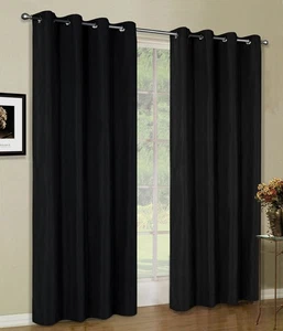 Tenda opaca opaca sciarpa, nero occhielli, 175x140 in microsatinato - Foto 1 di 2