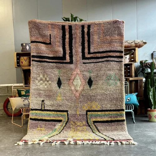 Moroccan Hand-Woven Rug-Modern Purple Moroccan Wool Rug Hand-Knotted Wool Carpet - Image 1 of 4