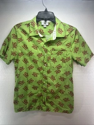 Camisa Pizza Planet Talla XS Parques Disney Pixar Manga Corta Abotonada Verde Foto 1 de 4