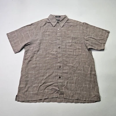 Marc Edwards LARGE Brown Grey Check Short Sleeve Shirt Casual - Image 1 of 4
