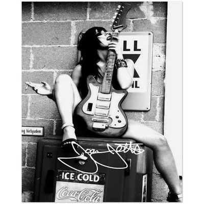 Joan Jett Vintage Black And White Guitar Music Art Poster